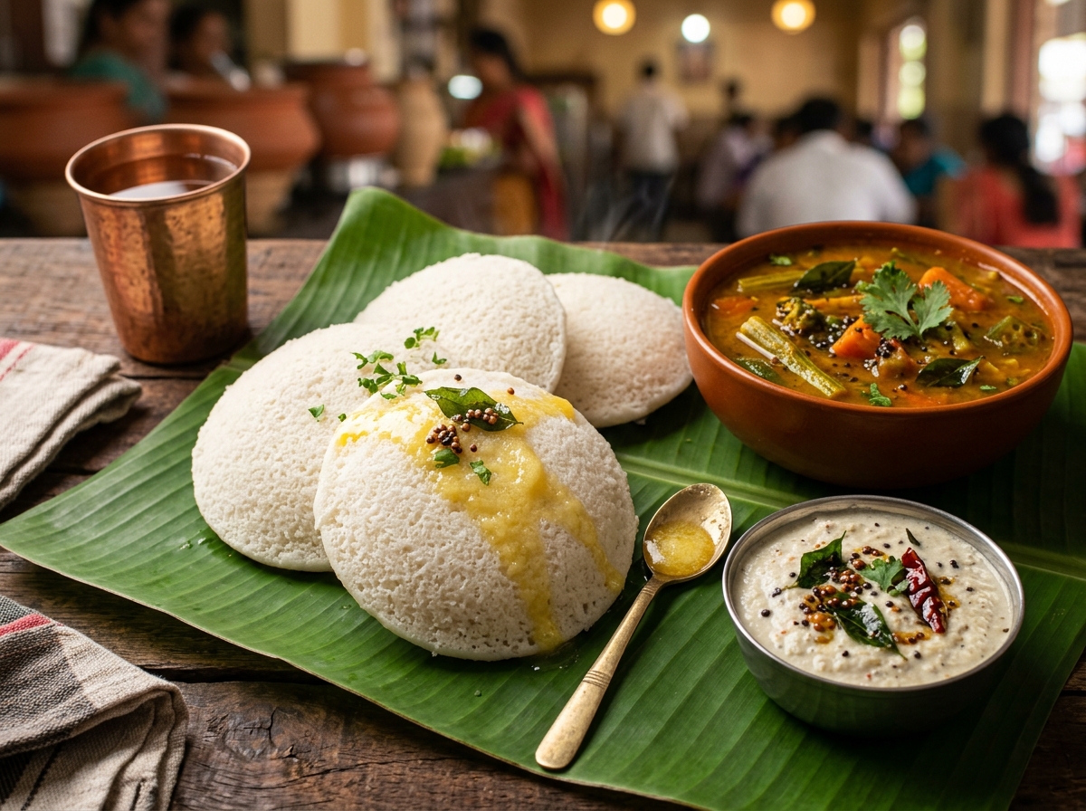 Authentic Steamed Idli at 99 Dosa Xpress Kolkata